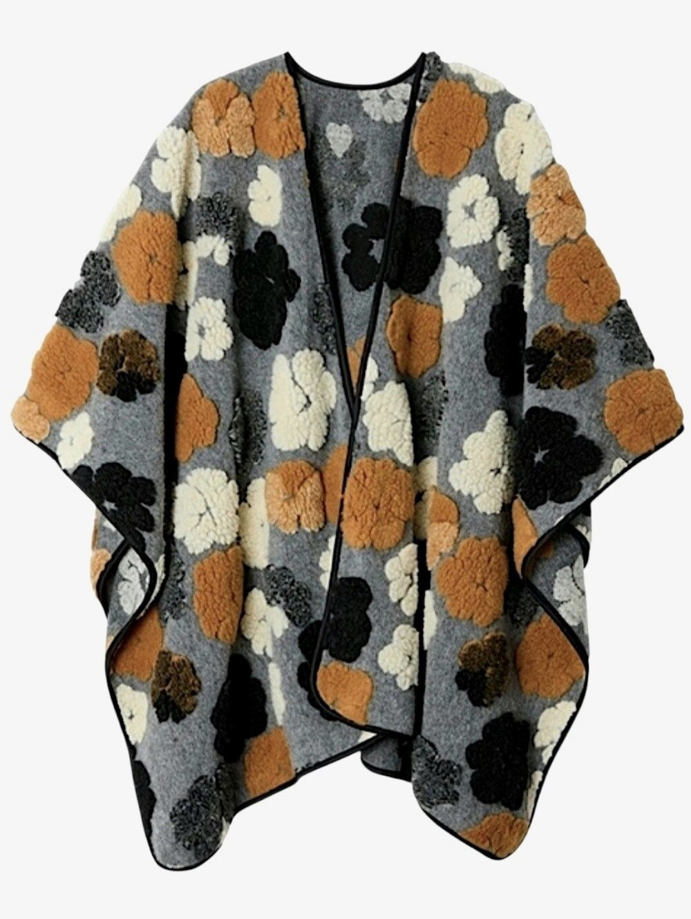 Sherpa Fleece Cape Floral Pattern